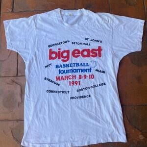 1991 Big East Basketball Tournament Seton Hall Single Stitch Shirt Tee